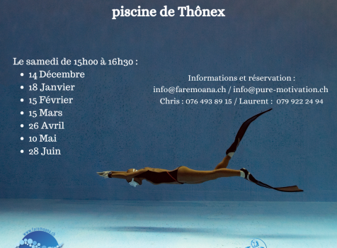 Initiations et entrainements d’apnée mensuels à la piscine de Thônex